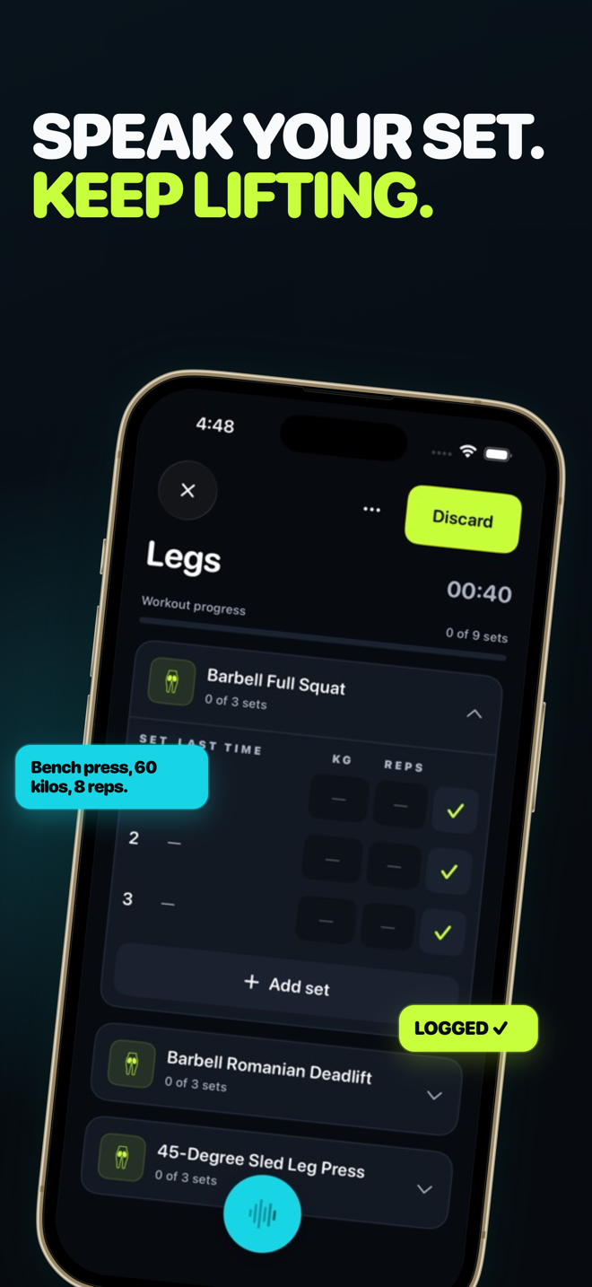 FitMaxx App Store artwork with the message Speak your set, keep lifting